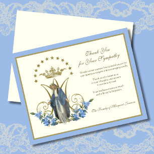 Religious Catholic Virgin Mary Floral Elegant Thank You Card