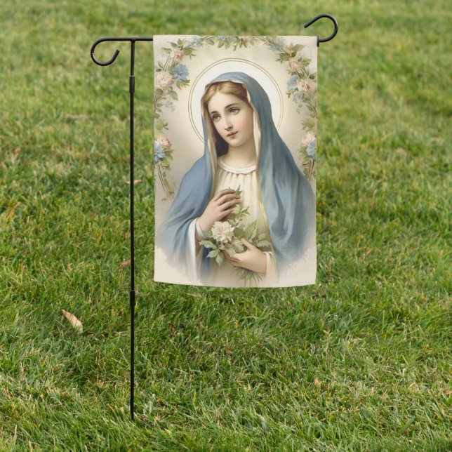 Religious Catholic Virgin Mary Floral Garden Flag (In SItu)