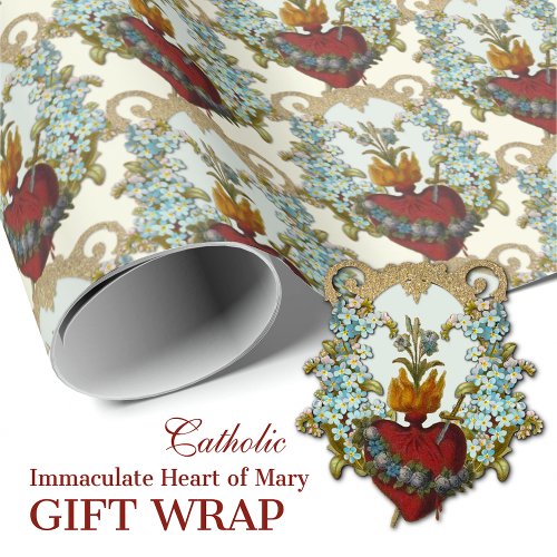 Religious Catholic Virgin Mary Immaculate Heart  Wrapping Paper