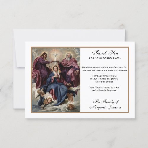 Religious Catholic Virgin Mary Jesus Condolence  T Thank You Card