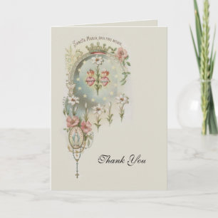 Religious Catholic Virgin Mary Sacred Heart  Letterpress Thank You Card