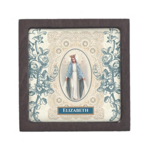 Religious Catholic Virgin Mary Vintage Floral Lace Gift Box