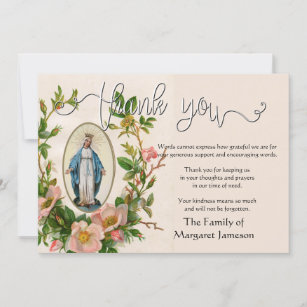 Religious Catholic Virgin MaryThanks Condolence Thank You Card