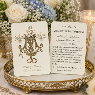 Religious Catholic Wedding Favor Holy Card