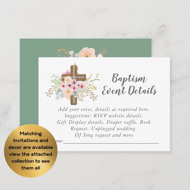 Religious Celebration Details - Pink Sage Flowers Enclosure Card (Creator Uploaded)