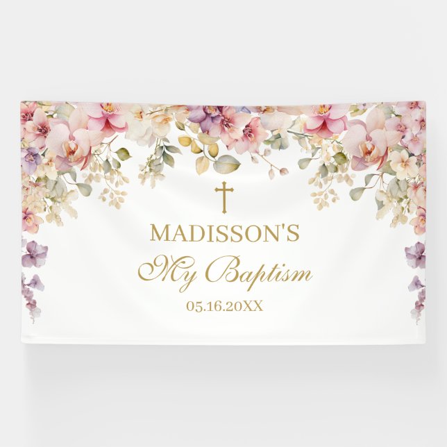 Religious Celebration Floral Orchids backdrop Banner (Horizontal)