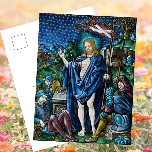 Religious Christian Catholic Easter Resurrection Holiday Postcard (Religious Christian Catholic Easter Pascha Resurrection of Jesus Christ is risen Holiday Postcard)