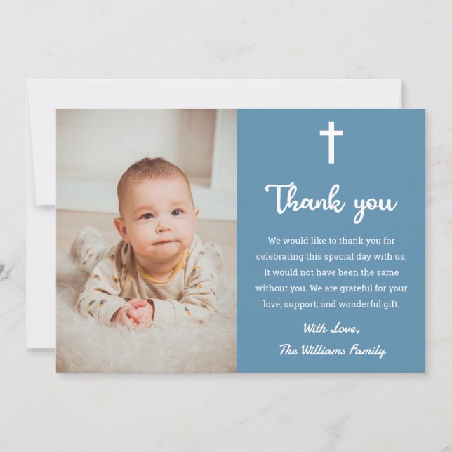 Religious Christian Christening Baptism Communion Thank You Card (Front)