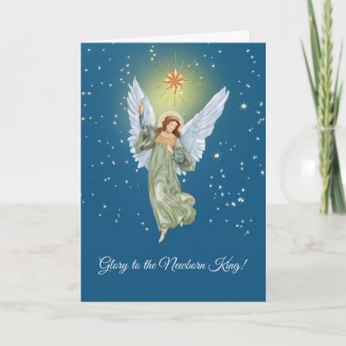 Religious Christian Christmas Angel Starry Night Card