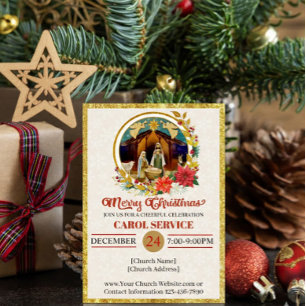 Religious Christian Church Christmas Carol Service Holiday Card