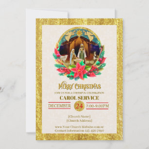 Religious Christian Church Christmas Carol Service Holiday Card
