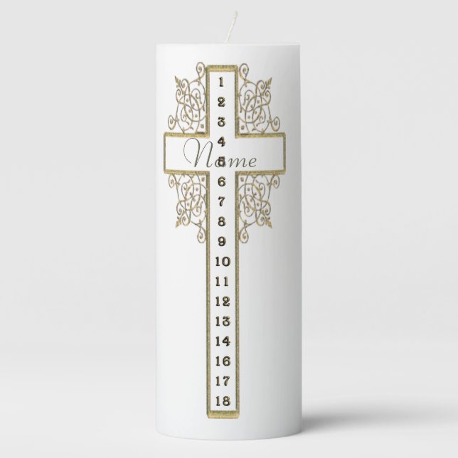 Religious Christian Cross Countdown Candle (Front)