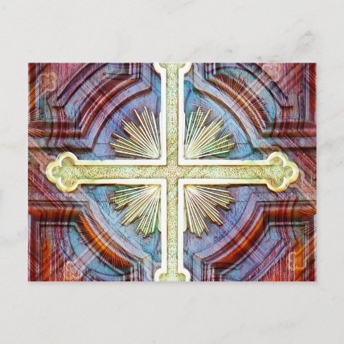 Religious christian cross symbol postcard