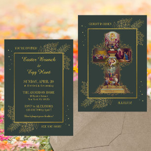 Religious Christian Floral Easter Brunch Egg Hunt Invitation