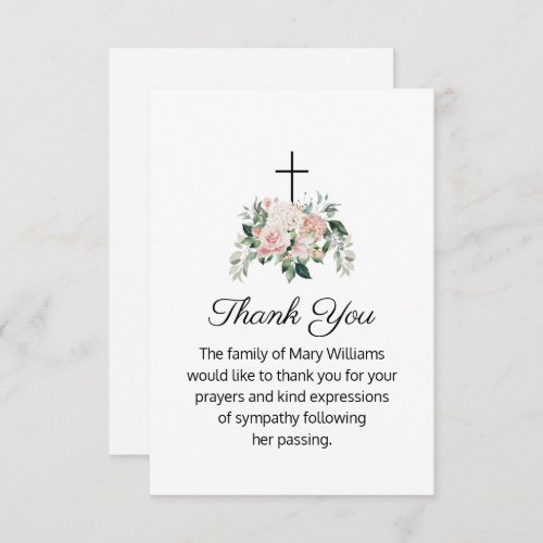 Religious Christian Floral Funeral Thank You