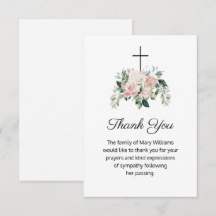 Religious Christian Floral Funeral Thank You Card
