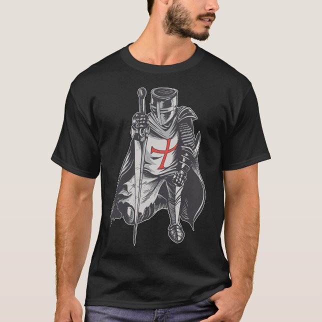 Religious Christian Gift Knights Templar Armor T-Shirt (Front)