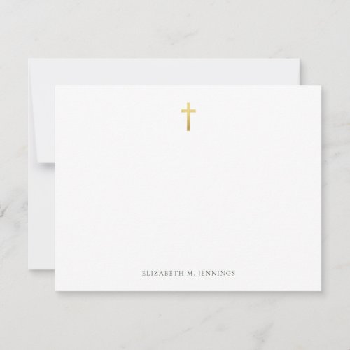 Religious Christian Gold Cross Simple Note Card