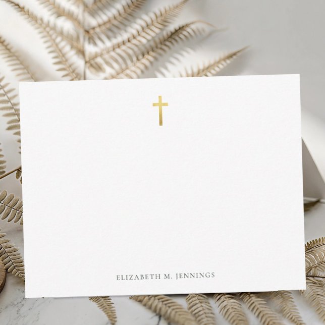 Religious Christian Gold Cross Simple Note Card (Creator Uploaded)