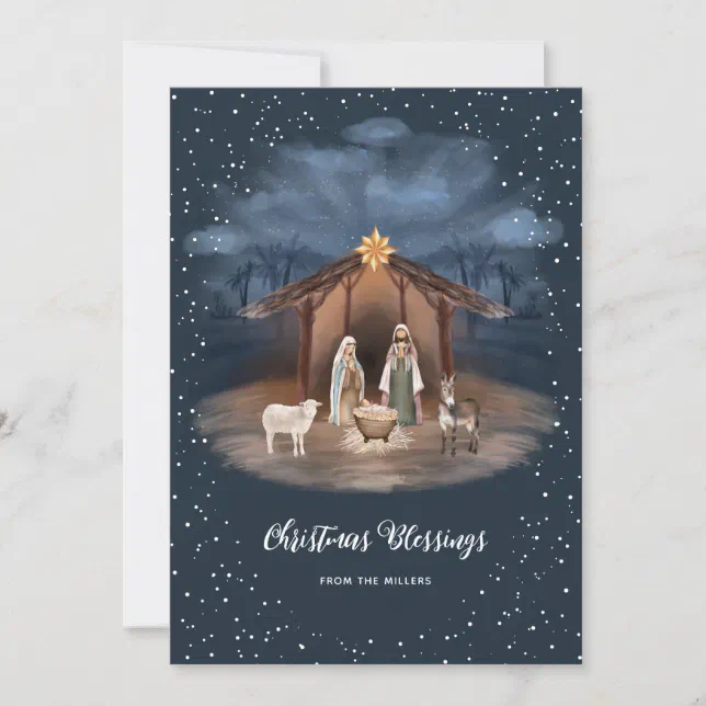 Religious Christian Nativity Scene Jesus Christmas Holiday Card | Zazzle