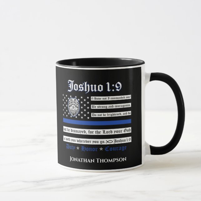 Religious  Christian Police Mug Joshua 1:9 (Right)