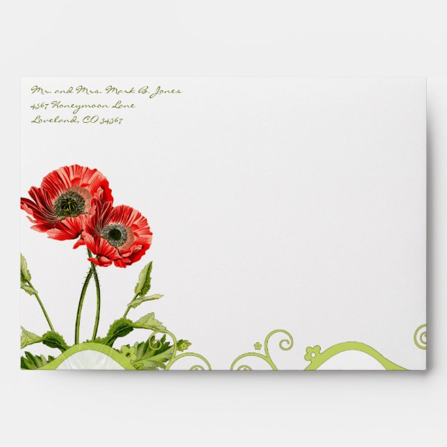 Religious Christian Red Poppy Wedding Envelopes (Front)