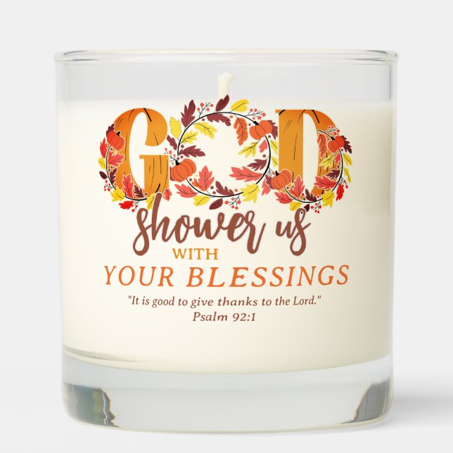 Religious Christian Thanksgiving Faith Bible Quote Scented Candle (Front)