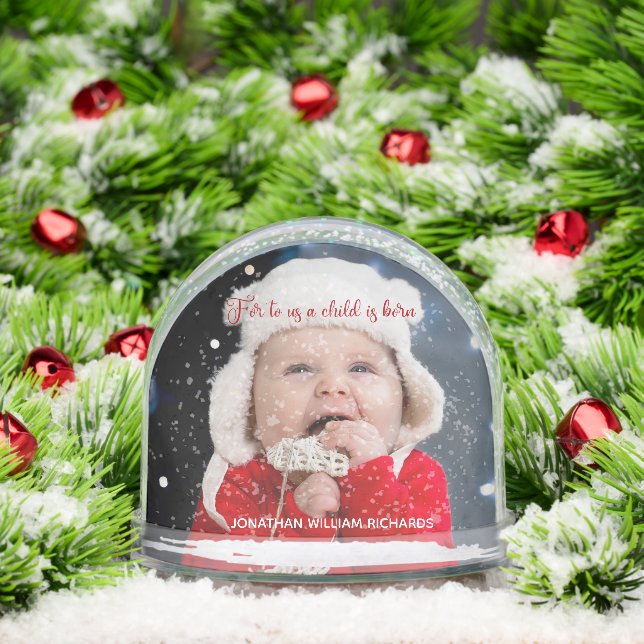 Religious Christmas Baby Photo Bible Verse Snow Globe (Christmas)