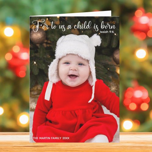 Religious Christmas Baby Photo Newborn Folded Holiday Card