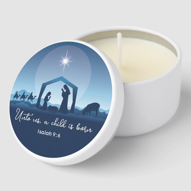 Religious Christmas Bible Verse Nativity Scene Mini Candle Favors (Corner)