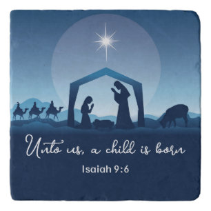 Religious Christmas Bible Verse Nativity Scene Trivet