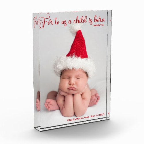 Religious Christmas Bible Verse Newborn Baby Photo Block