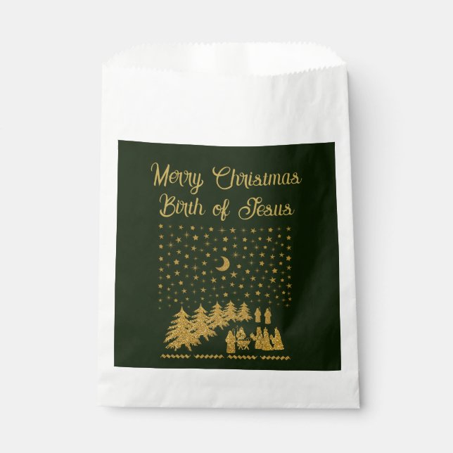 Religious Christmas, Birth of Jesus Favor Bag (Front)