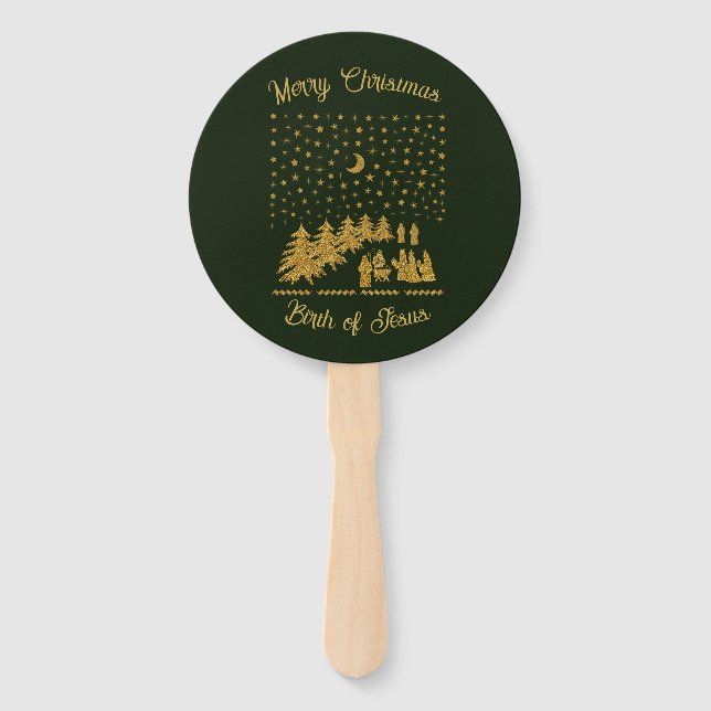 Religious Christmas, Birth of Jesus Hand Fan (Front)