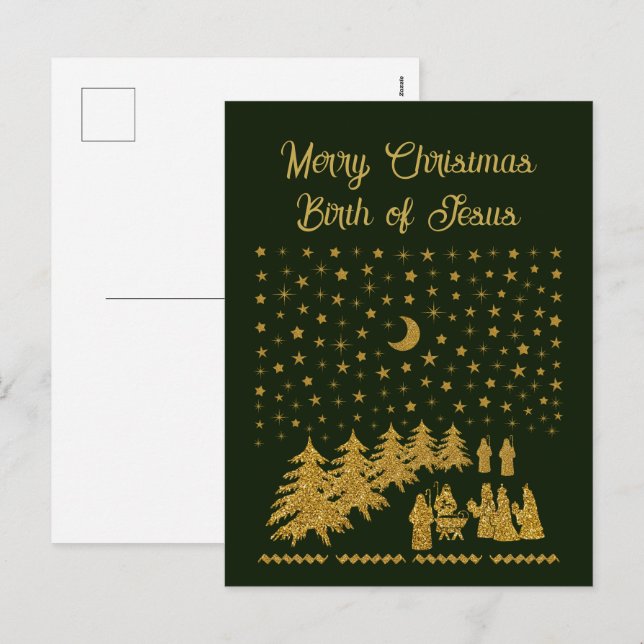 Religious Christmas, Birth of Jesus Holiday Postcard (Front/Back)