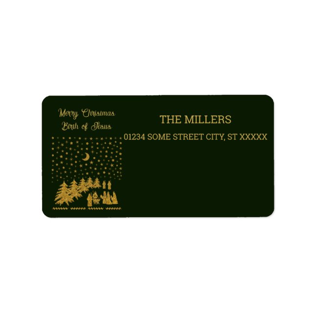 Religious Christmas, Birth of Jesus Label (Front)