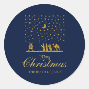 Religious Christmas, Birth of Jesus, Three King's Classic Round Sticker