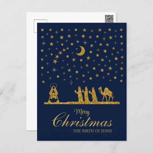Religious Christmas Birth of Jesus Three Kings Holiday Postcard