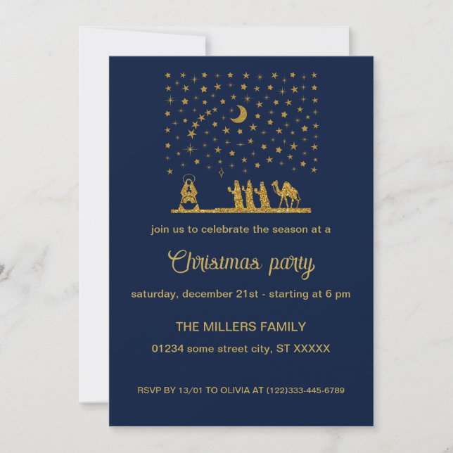 Religious Christmas, Birth of Jesus, Three King's Invitation (Front)