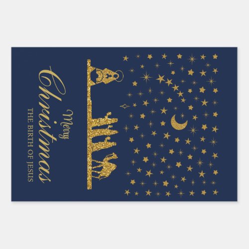 Religious Christmas Birth of Jesus Three Kings Wrapping Paper Sheets