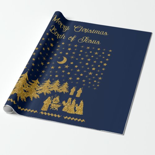 Religious Christmas Birth of Jesus Wrapping Paper