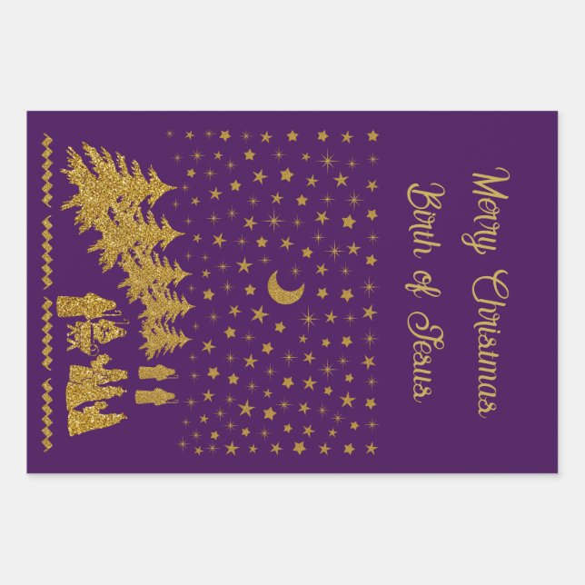 Religious Christmas, Birth of Jesus Wrapping Paper Sheets (Front)
