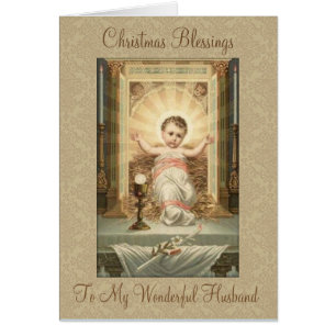 Religious Christmas Blessing Husband Baby Jesus Cards