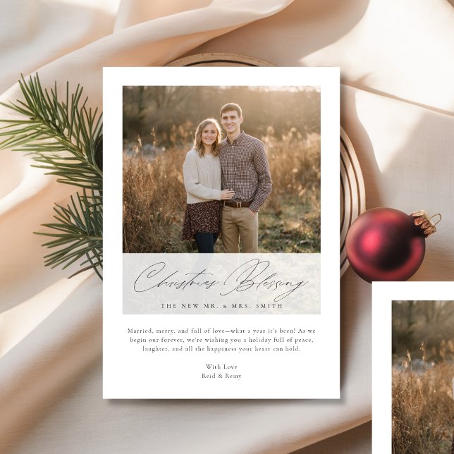 Religious Christmas Blessing Newlywed Photo Card (Creator Uploaded)