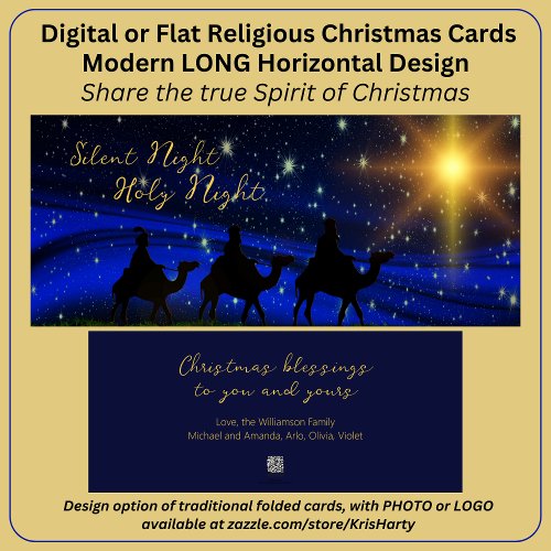 Religious Christmas Card Greeting Long Horizontal