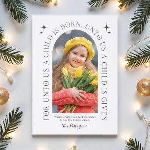 Religious Christmas Family Photo Letterpress Cards