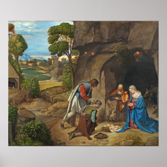 Religious Christmas Giorgione Shepherds Painting Poster (Front)