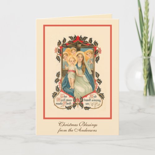 Religious Christmas Jesus Virgin Mary Angels Holid Holiday Card