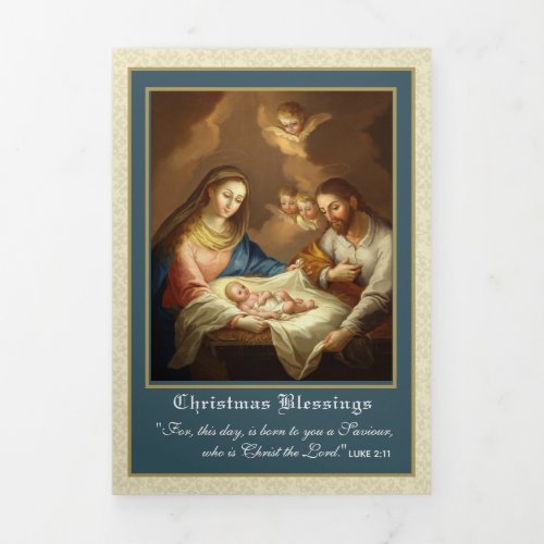 Religious Christmas Jesus Virgin Mary Poem Tri_Fol Tri_Fold Holiday Card