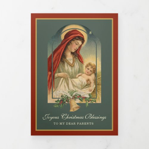 Religious Christmas Jesus Virgin Mary Poem  Tri_Fold Holiday Card